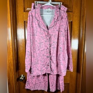 Nite Nite Munki Munki Peanuts Pajama Pants Set XXL Pink & Gray